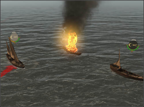 You can set fire to the enemy sail using rocket ships. Remember that burning vessels can explode at any time. - Game Mechanics - Naval Battles - What to attack? - Naval Battles - Empire: Total War - Game Guide and Walkthrough