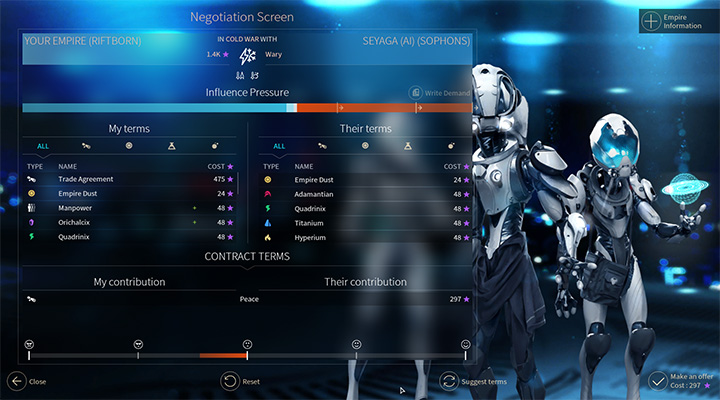 The Negotiation Screen opens every time when you click on a symbol or name of a system of a given empire - Diplomacy in Endless Space 2 - Gameplay basics - Endless Space 2 Game Guide