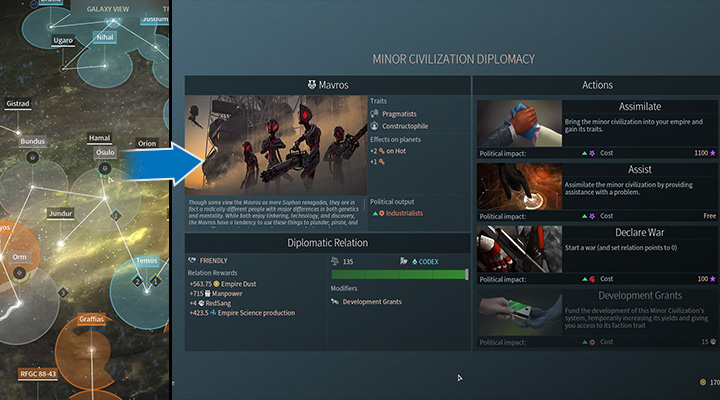 Relations with minor civilizations are much easier to handle than with the major ones - Diplomacy in Endless Space 2 - Gameplay basics - Endless Space 2 Game Guide