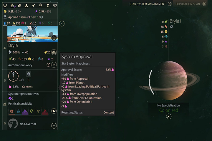 Approval is a very important factor in the game. Colonizing a system with a single planet, which has a quite unfriendly environment, is usually a bad idea. - FIDSI and Approval in Endless Space 2 - Gameplay basics - Endless Space 2 Game Guide