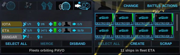 Eta Fleet: eleven units, MP=3473, CMD=11 out of 11 - Fleet - Endless Space - Game Guide and Walkthrough