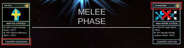 The same tactic card blocked the engineering card in the melee phase - Battle Cards - Combat - Endless Space - Game Guide and Walkthrough