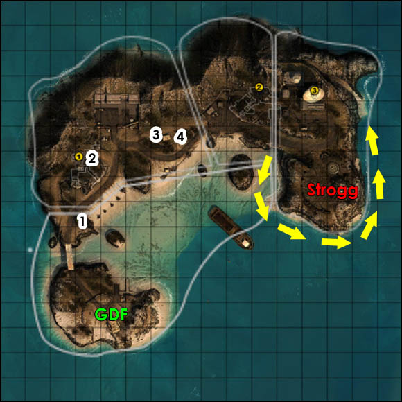 Attackers: GDF - Island - Battlefields - Enemy Territory: Quake Wars - Game Guide and Walkthrough