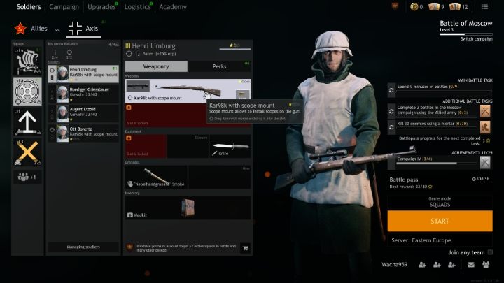 Now go to the Soldiers tab and then choose equipment. - Enlisted: New weapons and equipment - how to get and upgrade? - FAQ - Enlisted Guide