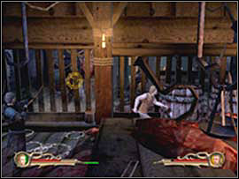 The entrance of the building will be blocked by barrels, you can destroy them - Carvahall - Levels - Eragon - Game Guide and Walkthrough