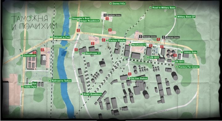 The green dots on the map above mark extraction points on Customs, one of the maps available in Escape from Tarkov - How and where to find extraction points in Escape from Tarkov? - FAQ - Escape from Tarkov Guide