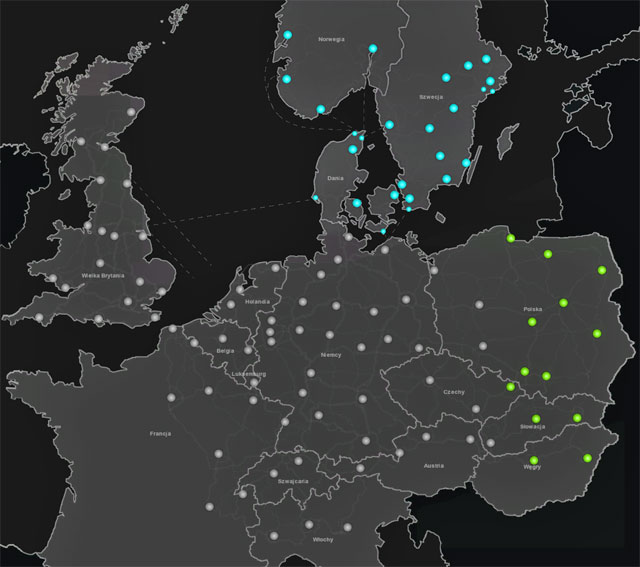 The cities on the map are the ones in which you can place the headquarters of your company - ETS 2: Scandinavia - The game world - Basics - Euro Truck Simulator 2: Scandinavian Expansion Game Guide