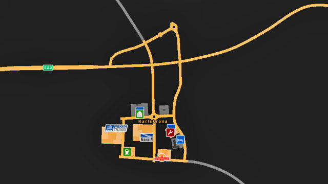 Map of the city. - ETS 2: Scandinavia - Sweden (part 1) | Cities - Cities - Euro Truck Simulator 2: Scandinavian Expansion Game Guide