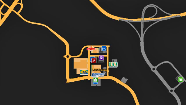 Map of the city. - ETS 2: Scandinavia - Sweden (part 1) | Cities - Cities - Euro Truck Simulator 2: Scandinavian Expansion Game Guide