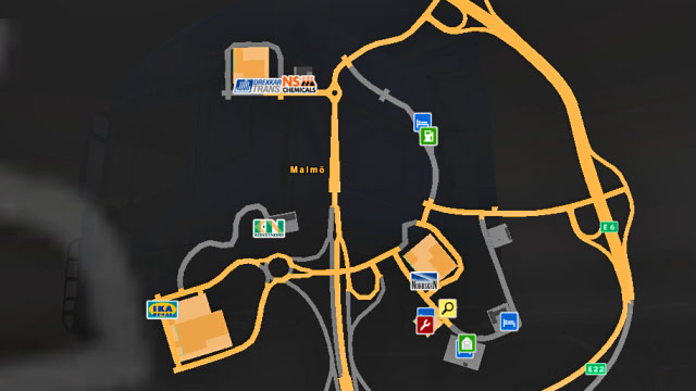Map of the city. - ETS 2: Scandinavia - Sweden (part 2) | Cities - Cities - Euro Truck Simulator 2: Scandinavian Expansion Game Guide