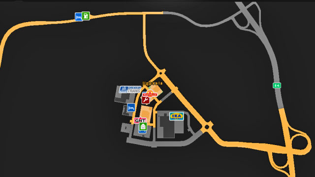 Map of Uppsala. - ETS 2: Scandinavia - Sweden (part 2) | Cities - Cities - Euro Truck Simulator 2: Scandinavian Expansion Game Guide