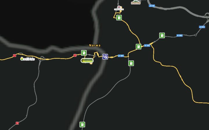 A map of Narva. - Estonia in Euro Truck Simulator 2 Beyond the Baltic Sea - New cities - Euro Truck Simulator 2 Game Guide