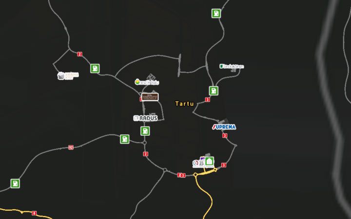 A map of Tartu. - Estonia in Euro Truck Simulator 2 Beyond the Baltic Sea - New cities - Euro Truck Simulator 2 Game Guide