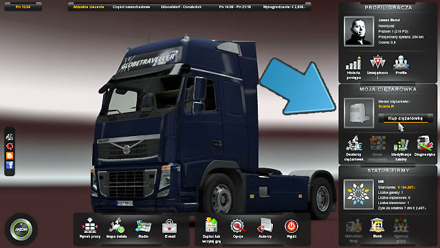 To buy your first truck, click on buy truck - ETS2: Owner of a one-man company - Career Guide - Career - Euro Truck Simulator 2 Game Guide