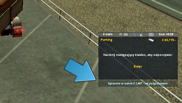 The loan is repaid automatically - when the installment is paid you hear a sound of an opening cash desk and appropriate information is displayed in lower right corner (at the bottom of Route Advisor) - ETS2: Loan repayment - Bank Guide - Bank - Euro Truck Simulator 2 Game Guide