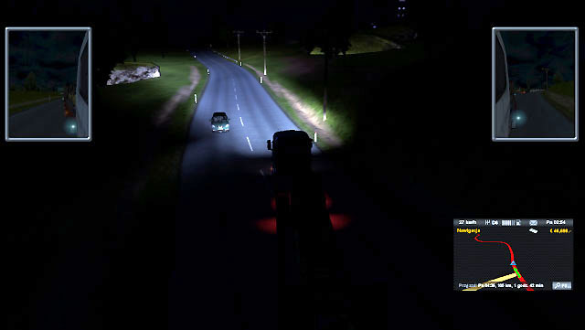 As you may work during the night (or during a heavy rainfall) you need to use lights - ETS2: Setting lights - Driving Guide - Driving your truck - Euro Truck Simulator 2 Game Guide