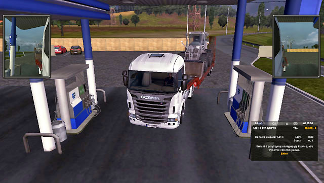 To take fuel park near the fuel dispenser where the green icon is displayed - ETS2: Taking fuel - Driving Guide - Driving your truck - Euro Truck Simulator 2 Game Guide
