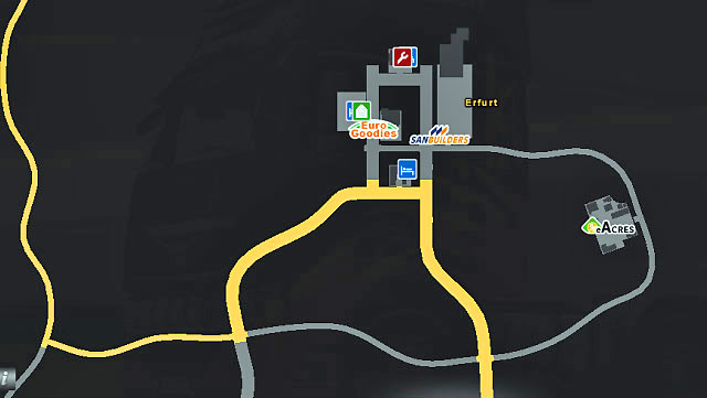 The city is located next to a vital highway leading from Dresden to Frankfurt - Germany | Cities - Cities - Euro Truck Simulator 2 Game Guide