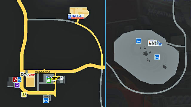 The city is located near the intersection of major roads leading north-south and west-east - Germany | Cities - Cities - Euro Truck Simulator 2 Game Guide