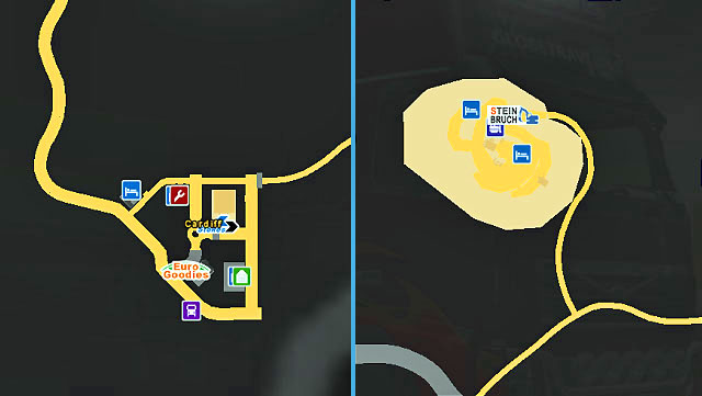 This Welsh city offers a small truck dealer (DAV) and three companies (including one in a quarry located in northern direction) - Great Britain | Cities - Cities - Euro Truck Simulator 2 Game Guide