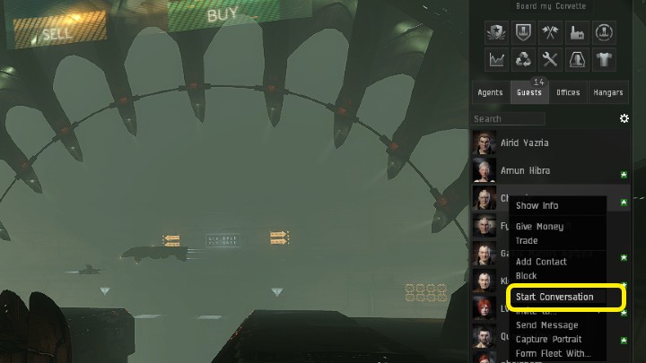 Go to the Guests tab visible in the upper right corner - EVE Online: Friends - how to find? - FAQ - EVE Online Guide