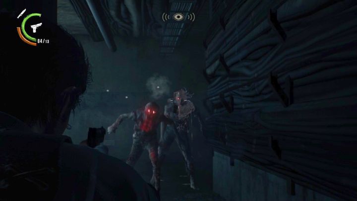 There are two enemies in the corridor. - Chapter 6 - On the Hunt | Walkthrough - Walkthrough - The Evil Within 2 Game Guide