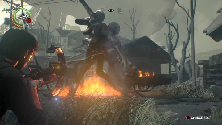 The lantern-monster looks dangerous, however, at this stage, it does not pose any significant threat. - Chapter 15 - The End of This World | Walkthrough - Walkthrough - The Evil Within 2 Game Guide