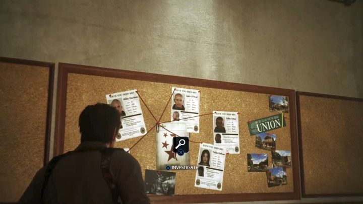 Start the mission by interacting with the photo board. - Chapter 2 - Something Not Quite Right | Walkthrough - Walkthrough - The Evil Within 2 Game Guide