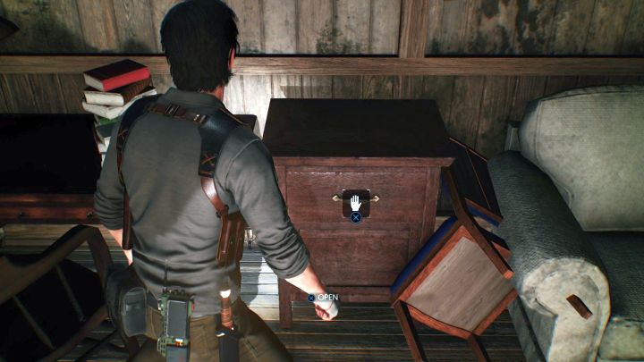 In the drawer you will find gunpowder. - Chapter 2 - Something Not Quite Right | Walkthrough - Walkthrough - The Evil Within 2 Game Guide