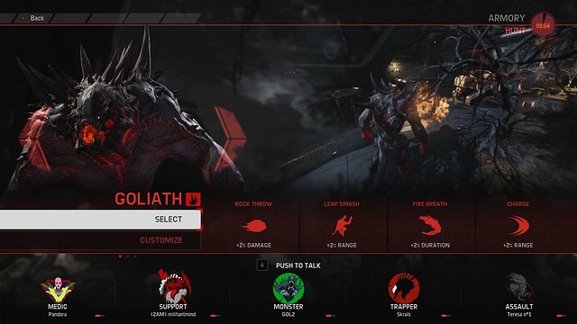 Goliath is the first monster, available right after starting the game - Goliath - Monsters - Evolve - Game Guide and Walkthrough