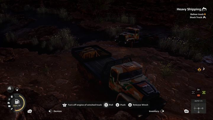 Activate the winch - Expeditions MudRunner: How to pull the first truck out of the mud? - FAQ - Expeditions MudRunner Guide