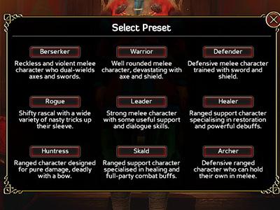 There are several pre-sets included in the game. - Character creation and statistics - The Basics - Expeditions: Viking Game Guide