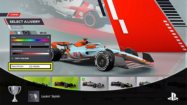 How to unlock: Change the Paint Finish on all layers of a livery - F1 22: Trophies / Achievements - list of all, trophy guide - Trophy Guide - F1 22 Guide