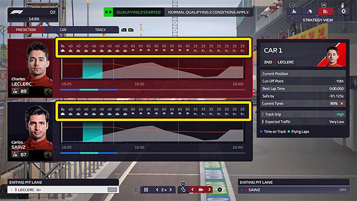 For training and qualifying, you can read the forecast for the first time after the session has started by going to the Strategy View - F1 Manager 2022: Weather changes and forecast - how to check and how to adapt? - FAQ - F1 Manager 2022 Guide