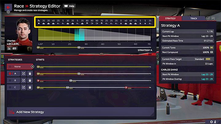 In the case of a race , the first opportunity to check the weather appears in the race strategy preparation window - F1 Manager 2022: Weather changes and forecast - how to check and how to adapt? - FAQ - F1 Manager 2022 Guide