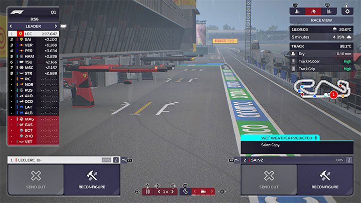 In qualifying, always enter the track before it rains - F1 Manager 2022: Weather changes and forecast - how to check and how to adapt? - FAQ - F1 Manager 2022 Guide