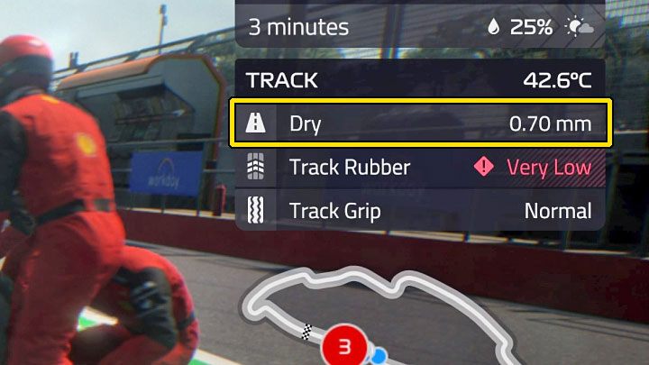 Pitstopping for dry tires before the track surface is sufficiently dry - If you delay the pitstop, Wet or Intermediate tires will simply wear out very quickly, resulting in poor laps - F1 Manager 2022: Weather changes and forecast - how to check and how to adapt? - FAQ - F1 Manager 2022 Guide