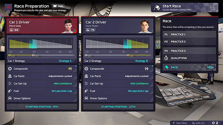 Before the race starts, you must choose a racing strategy for each driver - F1 Manager 2022: Race - description, strategy, commands - Race weekend - F1 Manager 2022 Guide