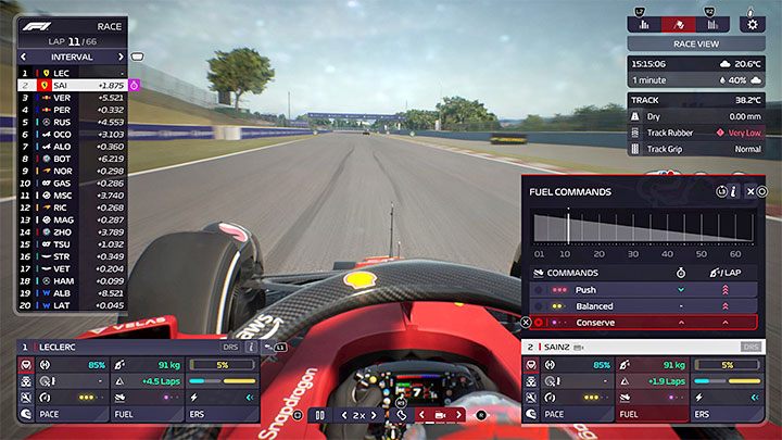 The most obvious way to change fuel consumption is to use Fuel Commands - this is the second tab in the driver's commands menu - F1 Manager 2022: Fuel consumption - how to reduce, fuel commands - FAQ - F1 Manager 2022 Guide