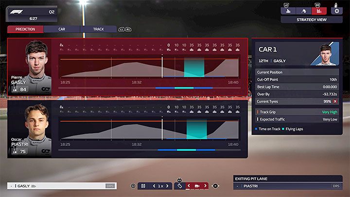 One of the most important things to remember during qualifiers in F1 Manager 2022 is to not leave the pitstop when the track is crowded, as there is a high risk of begin stuck or getting into an accident with slower drivers, cause of the AI problems with overtaking slower cars - F1 Manager 2022: Begginers Guide - Basics - F1 Manager 2022 Guide