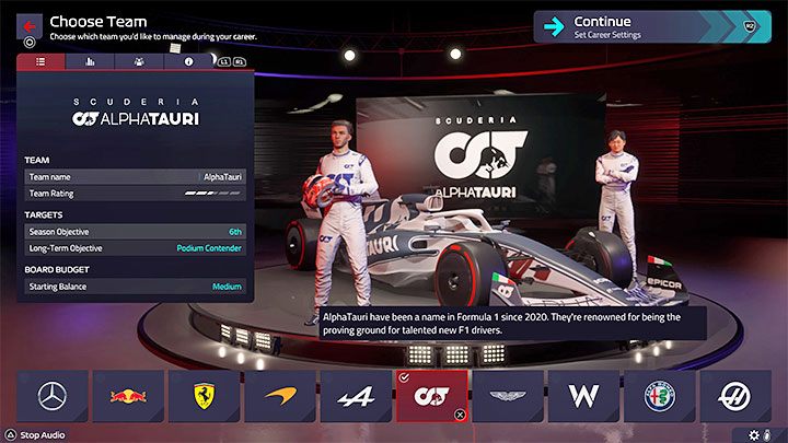 Expected difficulty level (beginning of career): medium / high - F1 Manager 2022: Choosing a team - list, recommendations - Basics - F1 Manager 2022 Guide