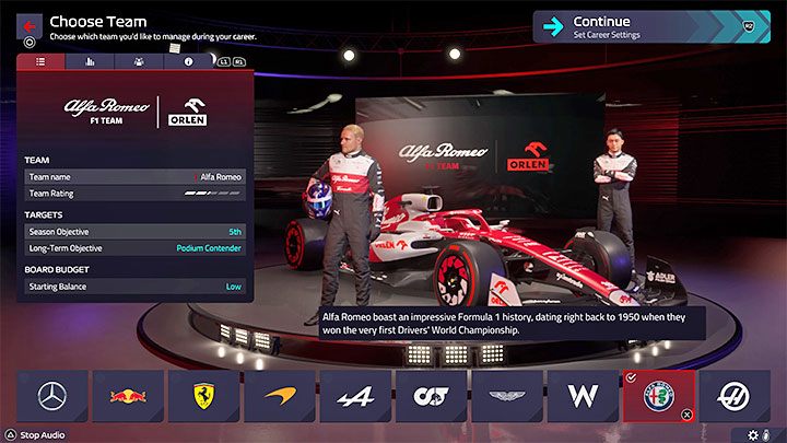 Expected level of difficulty (beginning of career): medium - F1 Manager 2022: Choosing a team - list, recommendations - Basics - F1 Manager 2022 Guide