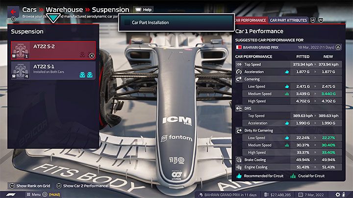 If you already have more than 1 part from a given category, always choose the one that best suits the trackbefore the GP - F1 Manager 2022: Tracks - specifics, setup - Race weekend - F1 Manager 2022 Guide
