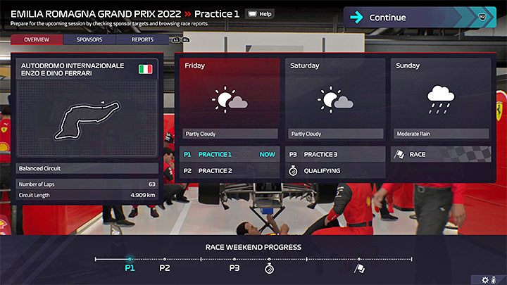 The last thing to check before the race weekend is the weather forecast for Friday (practice 1 and 2), Saturday (practice 3 and qualifications) and Sunday (race) - F1 Manager 2022: Race weekend preparations - checklist - Race weekend - F1 Manager 2022 Guide