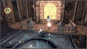 Once you get rid of all the skeletons, a platform with a blue arrow will appear by the passage [1] - Brightwall - Golden Doors - Fable III - Game Guide and Walkthrough