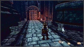 A bit further there will be a corridor with a closed door and a skeleton [1] - Brightwall - Silver Keys - Fable III - Game Guide and Walkthrough