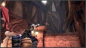 Step by the broken fence [1] and shoot the Gnome attached to the wall [2] - Battle for Albion - Walkthrough - Fable III - Game Guide and Walkthrough