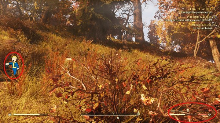 Pay attention if hunger and thirst indicators are not red. - Starting Tips for Fallout 76 - Gameplay basics - Fallout 76 Guide