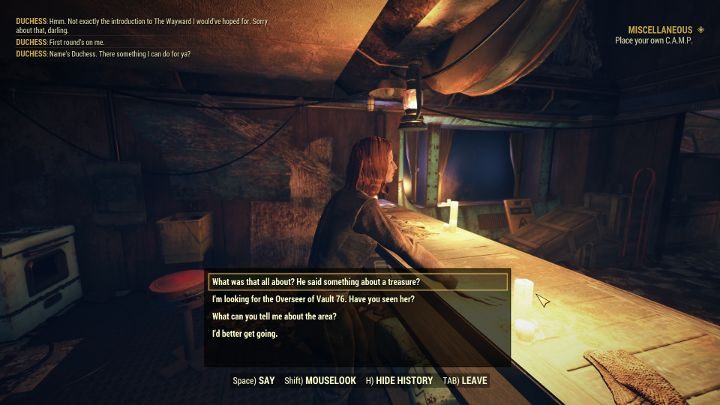 Talk to the Duchess to end the mission. - Fallout 76 Wastelanders: Wayward Souls walkthrough - Walkthrough - Fallout 76 Guide