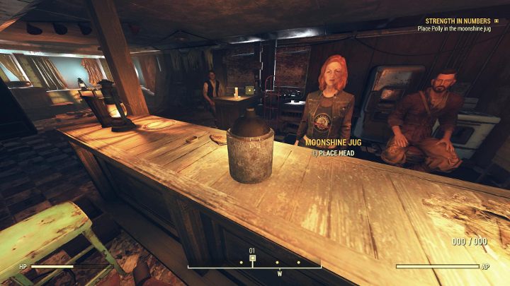 Place Pollys head on a nearby jug. - Fallout 76 Wastelanders: Strength in Numbers walkthrough - Walkthrough - Fallout 76 Guide